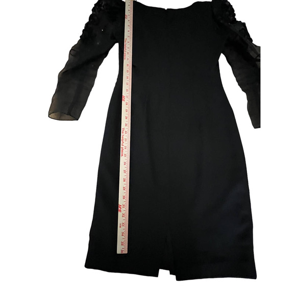 Maya Jornot For Michael Marcella Black Dress Embroider Design 3/4 Sleeve 8 VTG - Picture 5 of 16